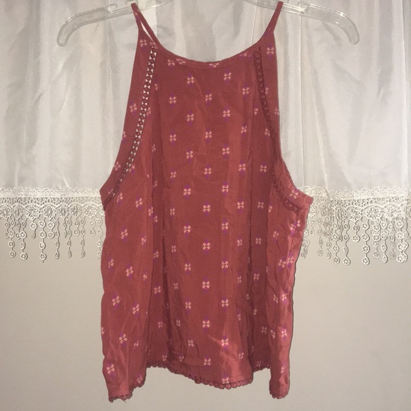 Mudd Tops - Rust Eyelet Patterned Mudd Tank Top